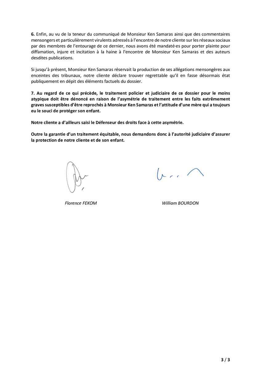 Affaire NEKFEU

Vous trouverez ci-après notre communiqué.
J’annonce également que Maître William Bourdon intervient désormais à mes côtés dans cette affaire.
Nous saluons le courage de notre cliente face à ce parcours éprouvant.