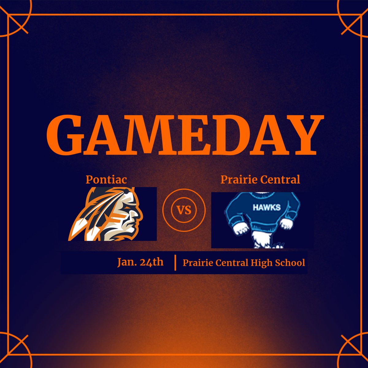 It's Rivalry Night! Hope to see everyone make the trip to Fairbury tonight as we battle the Prairie Central Hawks! 
JV starts at 5:30, with Varsity to follow! 
#TRIBE