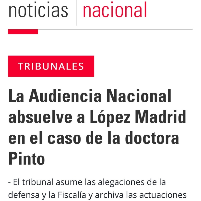 Yo lo veía venir: La AUDIENCIA NACIONAL absuelve a López Madrid en el caso de la Dra. Pinto.
servimedia.es/.../audiencia.…
#ComisarioVillarejo #Villarejo #ElisaPinto #DraPinto #VerdadOculta #CasoVillarejo #Investigación #Justicia