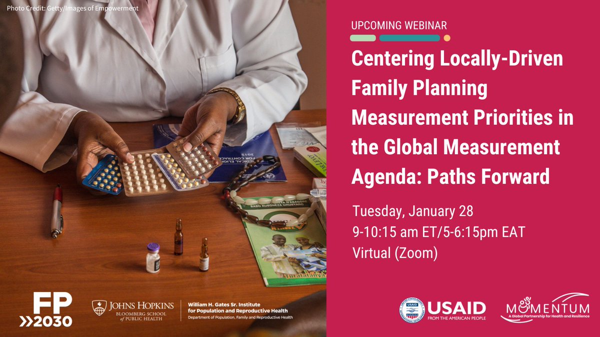 📢 Join us for our upcoming webinar to hear insights from global experts about measuring #FamilyPlanning! 🌍Experts will share learnings from our recent FP measurement convening in Nairobi. 

🗓️ Jan 28 | 9–10:15 AM ET | 5–6:15 PM EAT
🎟️ Register: us06web.zoom.us/webinar/regist…
