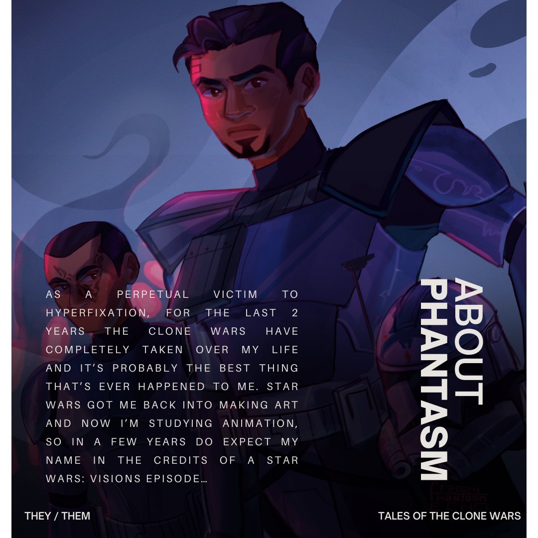 meet the contributors

phantasm | they/them | <a href="/phantasm_echo/">✨phantasm✨</a> 
page artist

#tcw #clonewars #starwars #zine