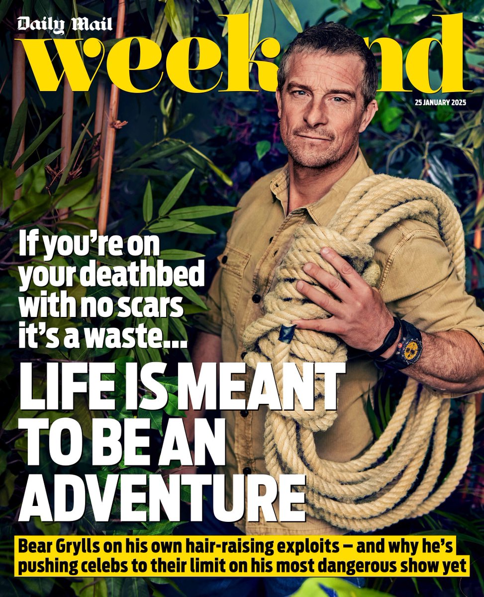 Weekend Magazine (@weekendmagazine) on Twitter photo In tomorrow's Weekend, <a href="/BearGrylls/">Bear Grylls OBE</a> chats about his hair-raising adventures – and why he’s pushing celebrities to the limit on daring new Netflix show, Celebrity Bear Hunt: mailplus.co.uk/edition/weeken… In tomorrow's Weekend, <a href="/BearGrylls/">Bear Grylls OBE</a> chats about his hair-raising adventures – and why he’s pushing celebrities to the limit on daring new Netflix show, Celebrity Bear Hunt: mailplus.co.uk/edition/weeken…