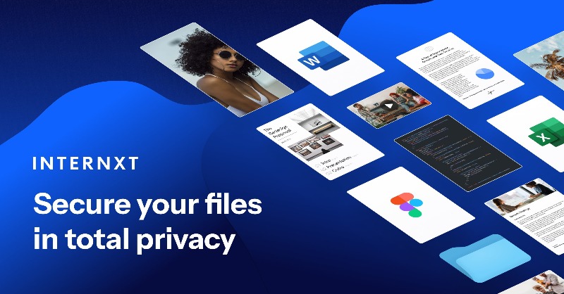 Internxt's tweet photo. Embrace true privacy and security with Internxt's award-winning post-quantum encrypted cloud storage. Say goodbye to Google for once and for all. Stay safe from hackers and unwanted third parties with Internxt. Turn on privacy. Get 85% off today!