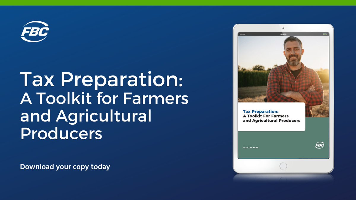 FBCFarmTaxes's tweet photo. Tax season is here, but don’t worry—we’ve got your back. With our Tax Preparation Toolkit for Farmers and Agricultural Producers, you’ll find everything you need from important deadlines, tax rates, tax deductions and write-offs you shouldn’t miss out on.  https://t.co/yA6PdWtN0H https://t.co/FGlQogROyE