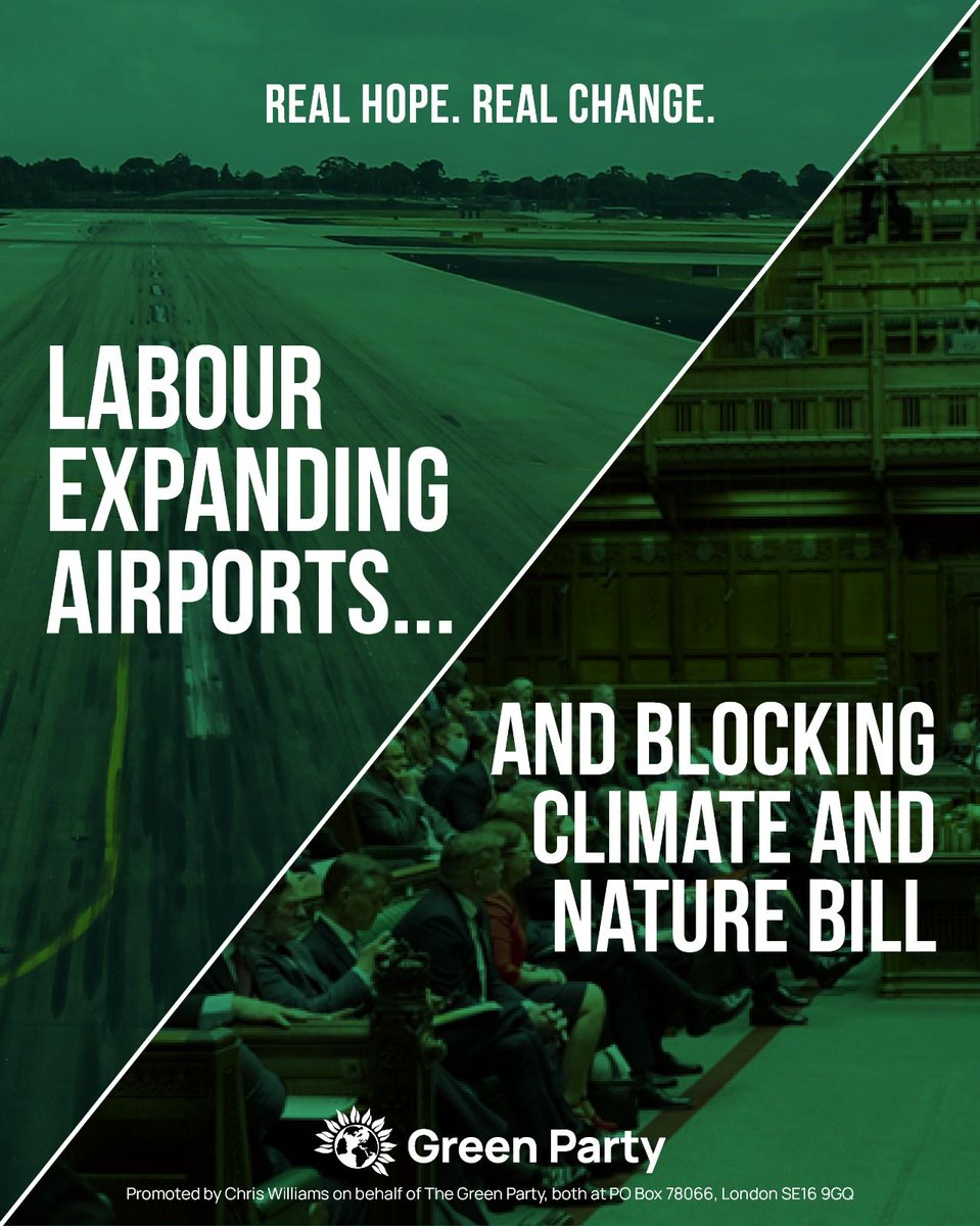 🚨 Bad week for climate action

🛫 Labour backing airport expansion! 

🚫 Landmark climate and nature legislation blocked! 

Want to be part of the solution? Join the only party fighting for real action on the climate crisis below ⤵️