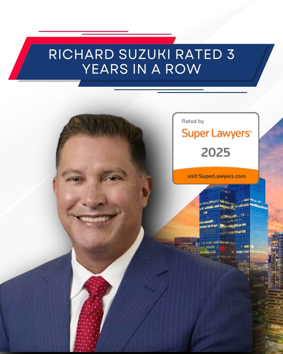 🏆 Congrats to Richard Suzuki on being named a Super Lawyer for the 3rd year in a row! 🎉 This honor reflects his dedication to justice &amp; client care.
Proud to have a leader who sets the standard for excellence!

#SuperLawyers #PhoenixAttorney