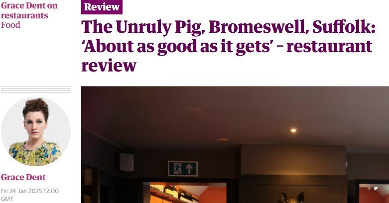 Thrilled &amp; grateful to Grace Dent and The Guardian for their amazing UP review! 

Huge thanks to Team Unruly for your hard work, especially to Dave Wall &amp; Karl Green. 

Read review: theguardian.com/food/2025/jan/…