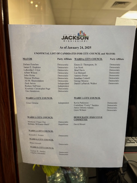 AWReporter2025's tweet photo. See the latest list of candidates seeking office in Jackson https://t.co/YohnBaOSuC