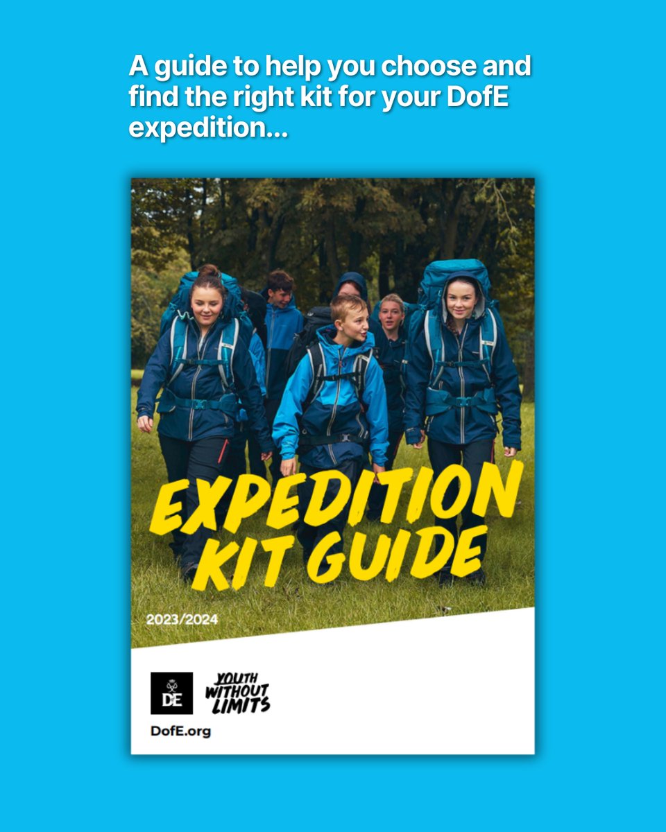 Are you ready for expedition season? ⛺

Discover everything you’ll need to make your expedition the best ever with our free DofE expedition kit resources. ✨

Find out more - bit.ly/3J24FgQ