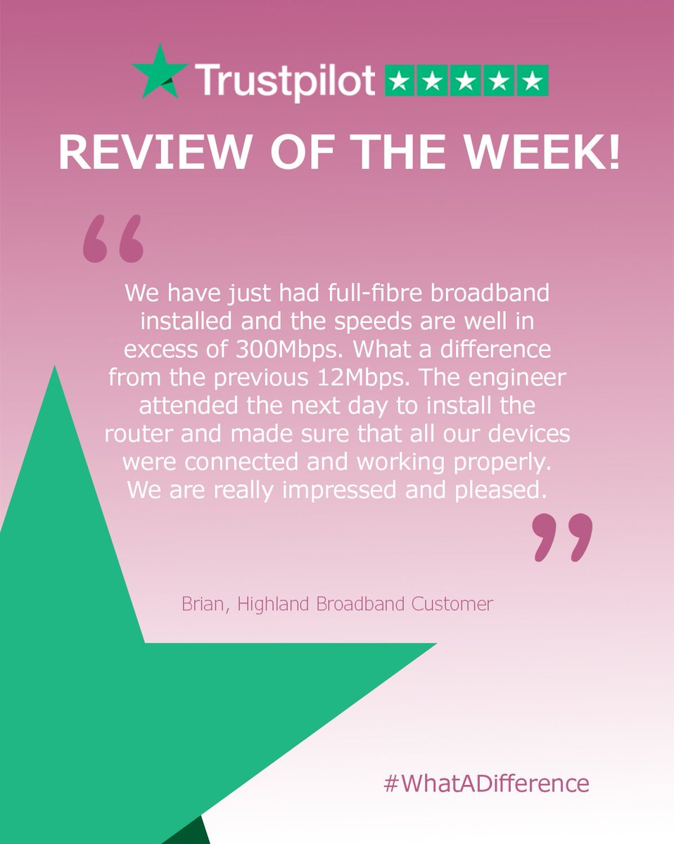 From 12Mbps to over 300Mbps, now that's fast! 

Join Brian and upgrade your broadband to the next level today 👉 tinyurl.com/3w25ca3s

#WhatADifference #FullFibre #Broadband