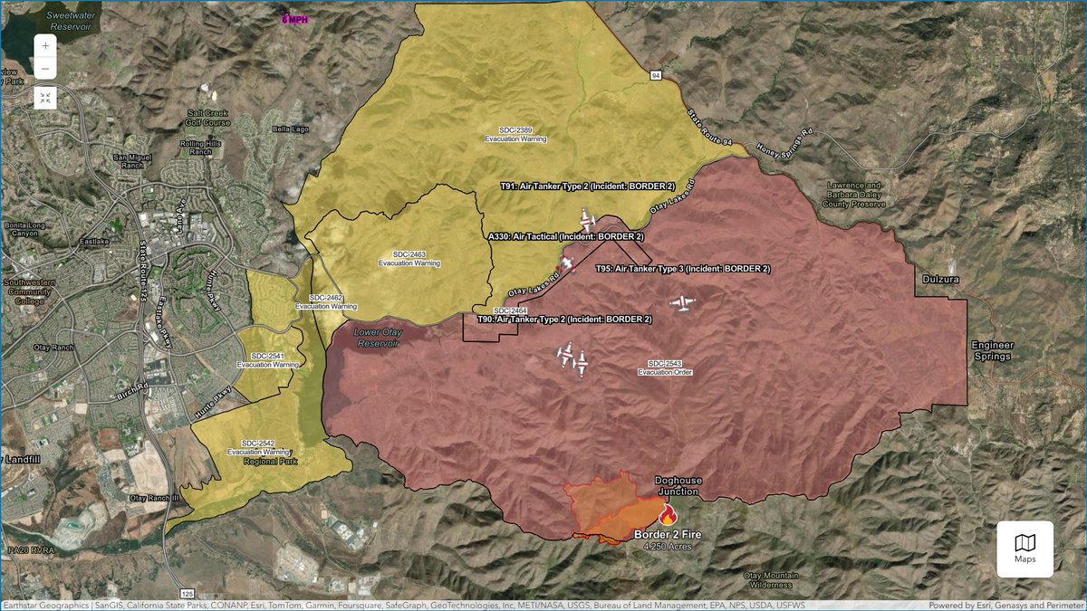 MenendezLegacy's tweet image. Aircraft can be seen circling the area.

Our thoughts are with everyone in San Diego and all those working tirelessly to contain the #Border2Fire.

The prison status remains unchanged: no evacuation orders or warnings have been issued. #JusticeForErikAndLyle