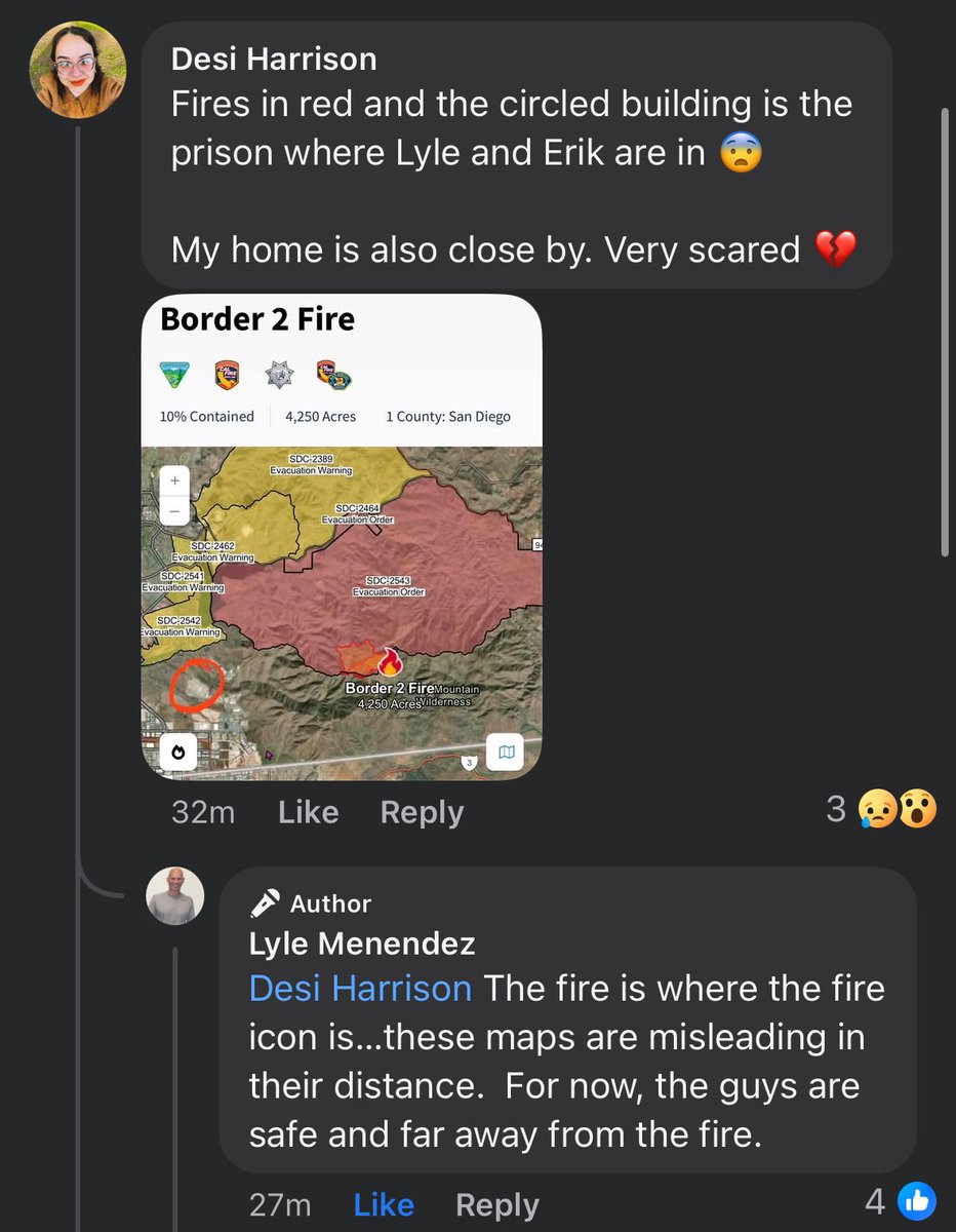 MenendezLegacy's tweet image. Rebecca has reassured that Lyle and Erik are safe and that the #Border2fire is not near the RJ Donovan Correctional Facility. #JusticeForErikAndLyle