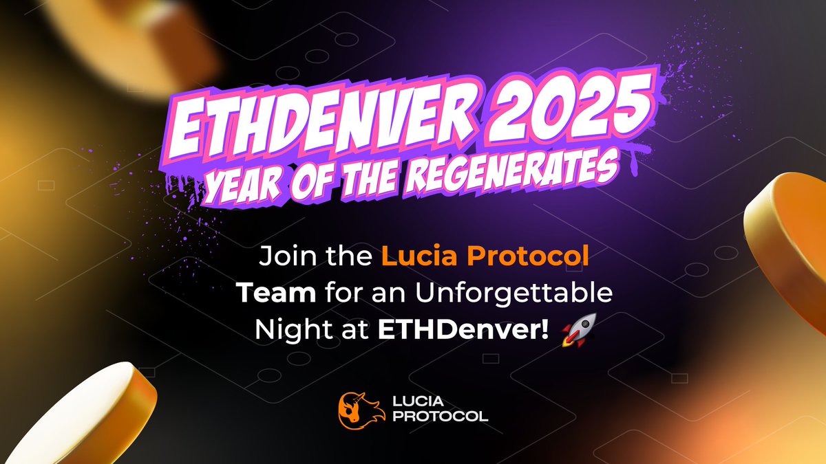 Lucia Protocol (@luciaprotocol) on Twitter photo Make sure your join us for <a href="/EthereumDenver/">ETHDenver 🏔🦬🦄</a> 🚀 February 27th - March 2nd. 📅
CEO and Founder <a href="/LingqingM/">Ling Qing Meng</a> is going to be there hosting and doing meet & greets. Make sure your join us for <a href="/EthereumDenver/">ETHDenver 🏔🦬🦄</a> 🚀 February 27th - March 2nd. 📅
CEO and Founder <a href="/LingqingM/">Ling Qing Meng</a> is going to be there hosting and doing meet & greets.