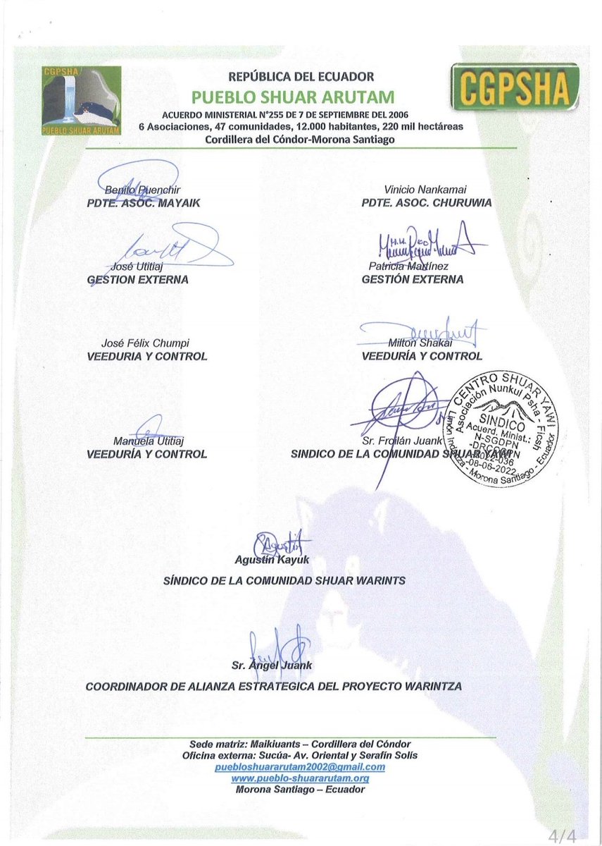 IMPORTANTE II
 Les compartimos la resolución del Pueblo Shuar Arutam, tomada durante la asamblea realizada el pasado 18 de enero de 2025 en la comunidad Yawi, en la que se brindó respaldo las decisiones de Warints y Yawi.

#WarintsyYawi
#SomosFuturo 
#TierraDePaz.