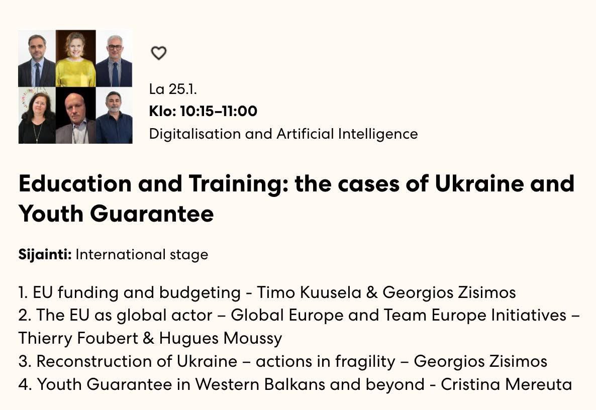 George Zisimos (@gzisimos) on Twitter photo Looking forward to this panel discussion tomorrow at EDUCA fair. <a href="/etfeuropa/">European Training Foundation 🇪🇺</a> #Ukraine️ #Finland Looking forward to this panel discussion tomorrow at EDUCA fair. <a href="/etfeuropa/">European Training Foundation 🇪🇺</a> #Ukraine️ #Finland