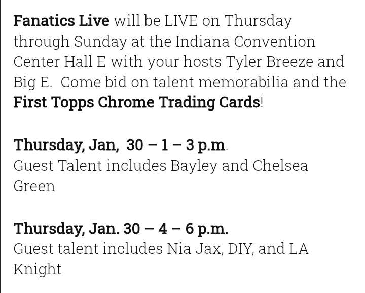 TheBalorClubGuy's tweet photo. WWE Royal Rumble Store
Next Thursday-Sunday
Indiana Convention Center
Featuring exclusive merch, photo opportunities with WWE talent, Fanatics Live hosted by Tyler Breeze and Big E. Also Jersey Personalization!
#WWEIndy #RoyalRumble https://t.co/skC6fwSfH6