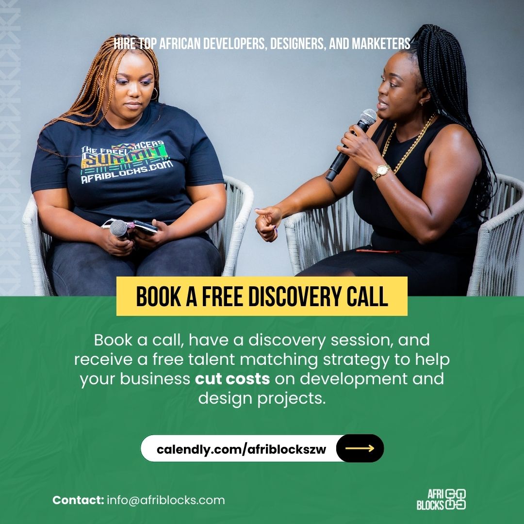 afriblocks's tweet photo. Book a call, have a discovery session, and receive a free talent matching report to help your business cut costs on development and design projects. 

Book your session: https://t.co/hK0HC54M4A https://t.co/nzww9A97aS