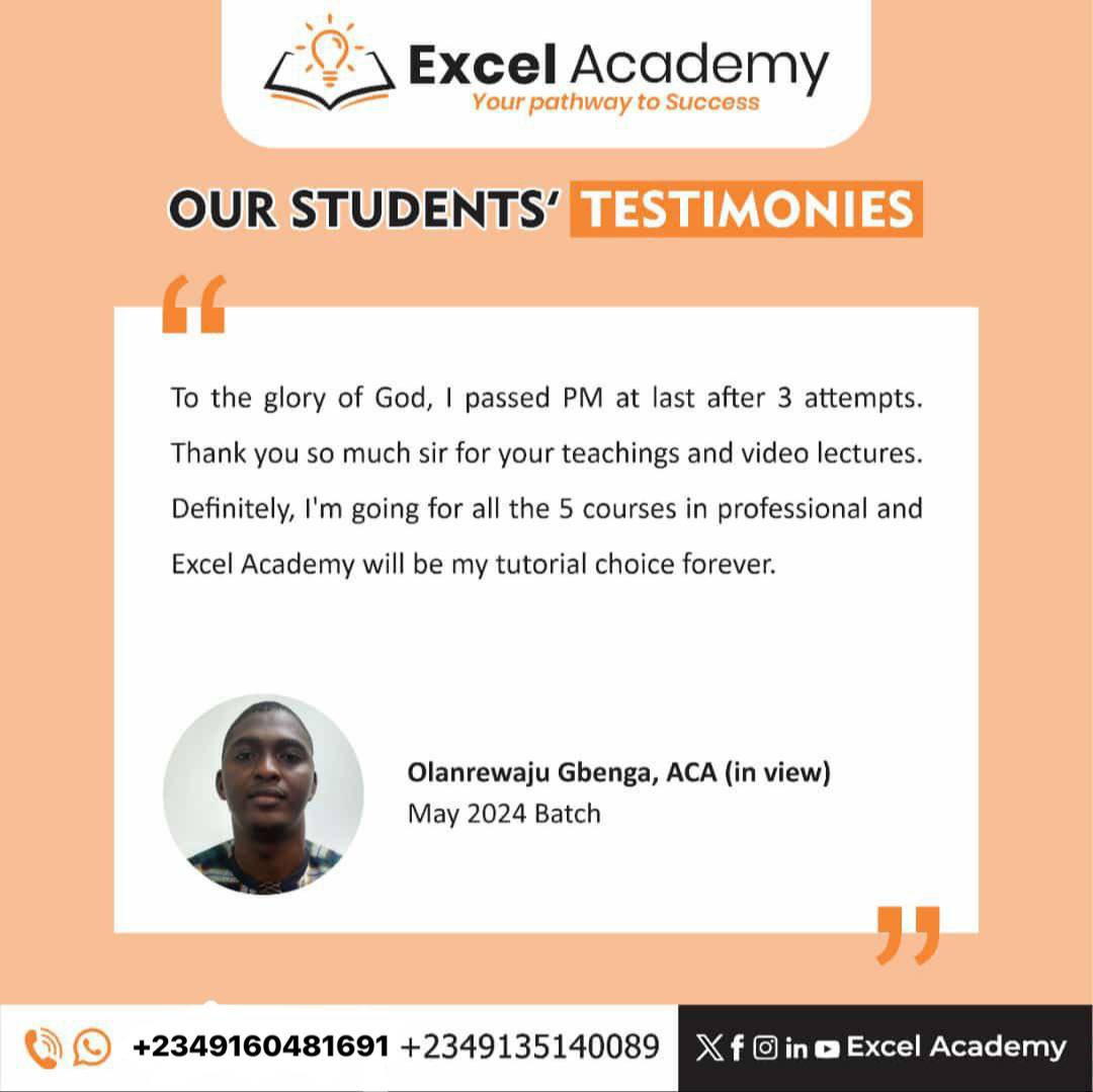 ExcelAcade71404's tweet photo. @IamOlorunwa_ @ICAN_NGR Conquer that Esusu Subject with our quality online and video lectures. For enrollment and enquiries, message us on WhatsApp via: https://t.co/yV3qvzJ2aV

We also offer quality online and video lectures for CIS, CITN, CIBN, CIIN, CIPM, ICSAN &amp; ACCA Exams 🎉 https://t.co/5sFiK28JKh