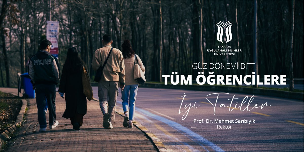 Sevgili öğrencilerimiz,

Güz Yarıyılı final sınavları tamamlandı.

Yorucu bir dönemin ardından dinlenmeyi hak ettiniz. Hepinize İyi tatiller diliyorum. Yeni dönemde yeniden bir araya gelmek üzere!