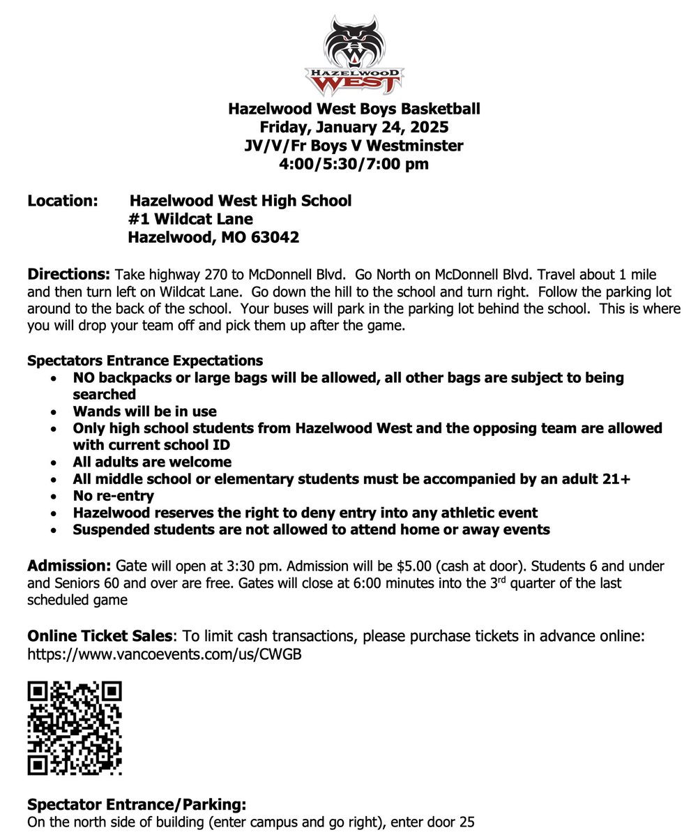 WCA Athletics (@athleticswca) on Twitter photo Fan info for tonight’s boys basketball games at Hazelwood West <a href="/WCAstlhoops/">Westminster Christian Academy Boys Basketball</a> Fan info for tonight’s boys basketball games at Hazelwood West <a href="/WCAstlhoops/">Westminster Christian Academy Boys Basketball</a>