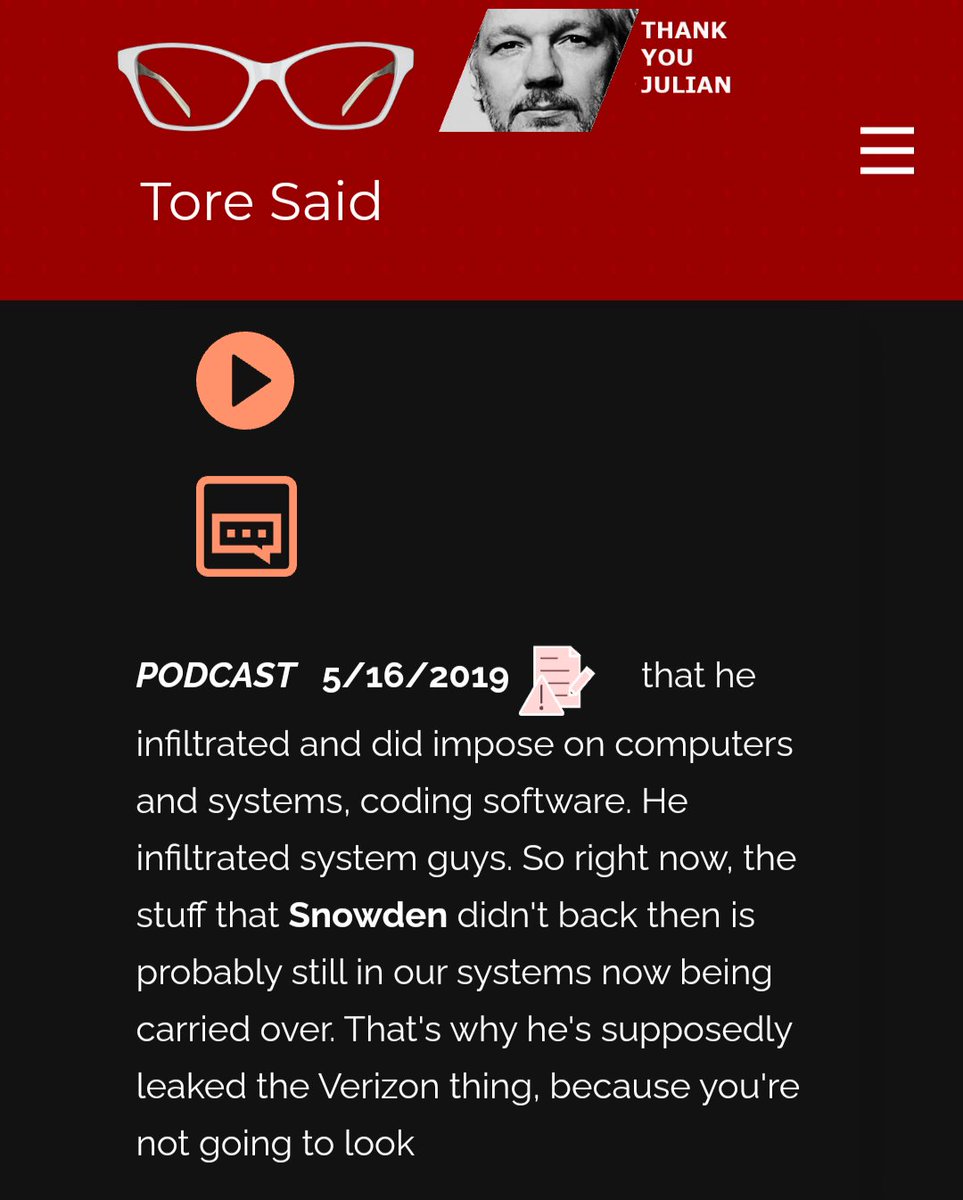 FLgal726's tweet image. #Snowden #CodingSoftware
"he infiltrated and did impose on computers and systems, coding software. He infiltrated system guys. So right now, the stuff that Snowden didn't back then is probably still in our systems now being carried over. "
ToreSays 💅
tore-says-show.simplecast.com/episodes/immig…