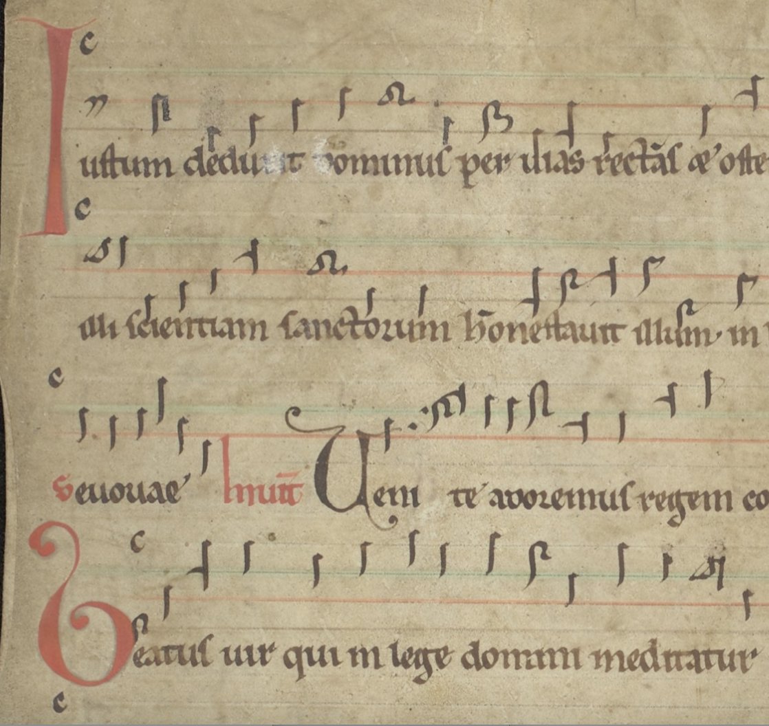 colours are faded but still barely visible. must have been very fun to sing from this #chant book when it was new. #fragmentfriday fragmentarium.ms/view/page/F-hk…