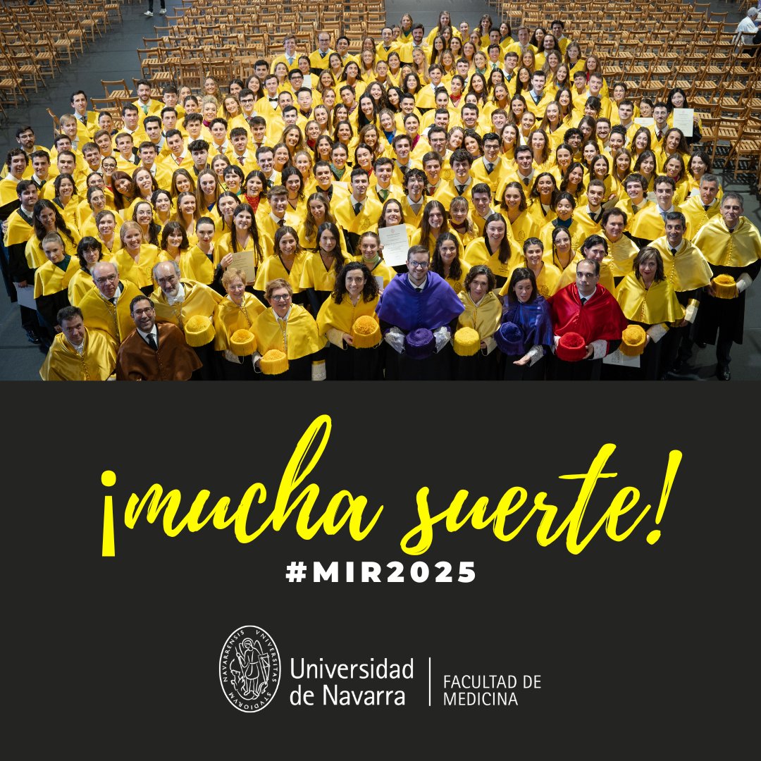 ¡Ha llegado el día M! 🩺

Después de meses de estudio, repasos y respuestas múltiples, hoy la última promoción de #MedUNAV se presenta al examen #MIR2025. ¡Estamos convencidos de que todo vuestro trabajo tendrá su merecida recompensa!🙌

¡¡MUCHA SUERTE!!