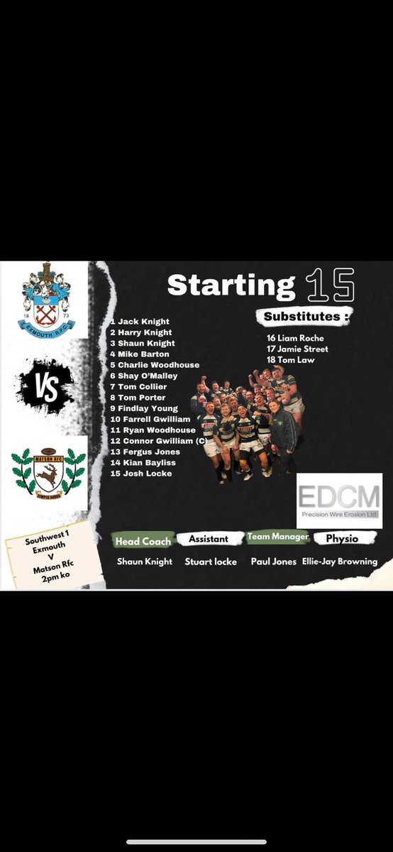 ⚪️⚫️ G A M E D A Y⚫️⚪️

Tomorrow Matson Are On Their Travels To Play Against Exmouth, Who Are Currently 4th On The Table! Kick Off Time Of 2pm

There Is A Coach Leaving From The Club At 9:30am, Which Is £10 pp. If Your Not Busy And Want To Watch What Will Be A Brilliant Game!
