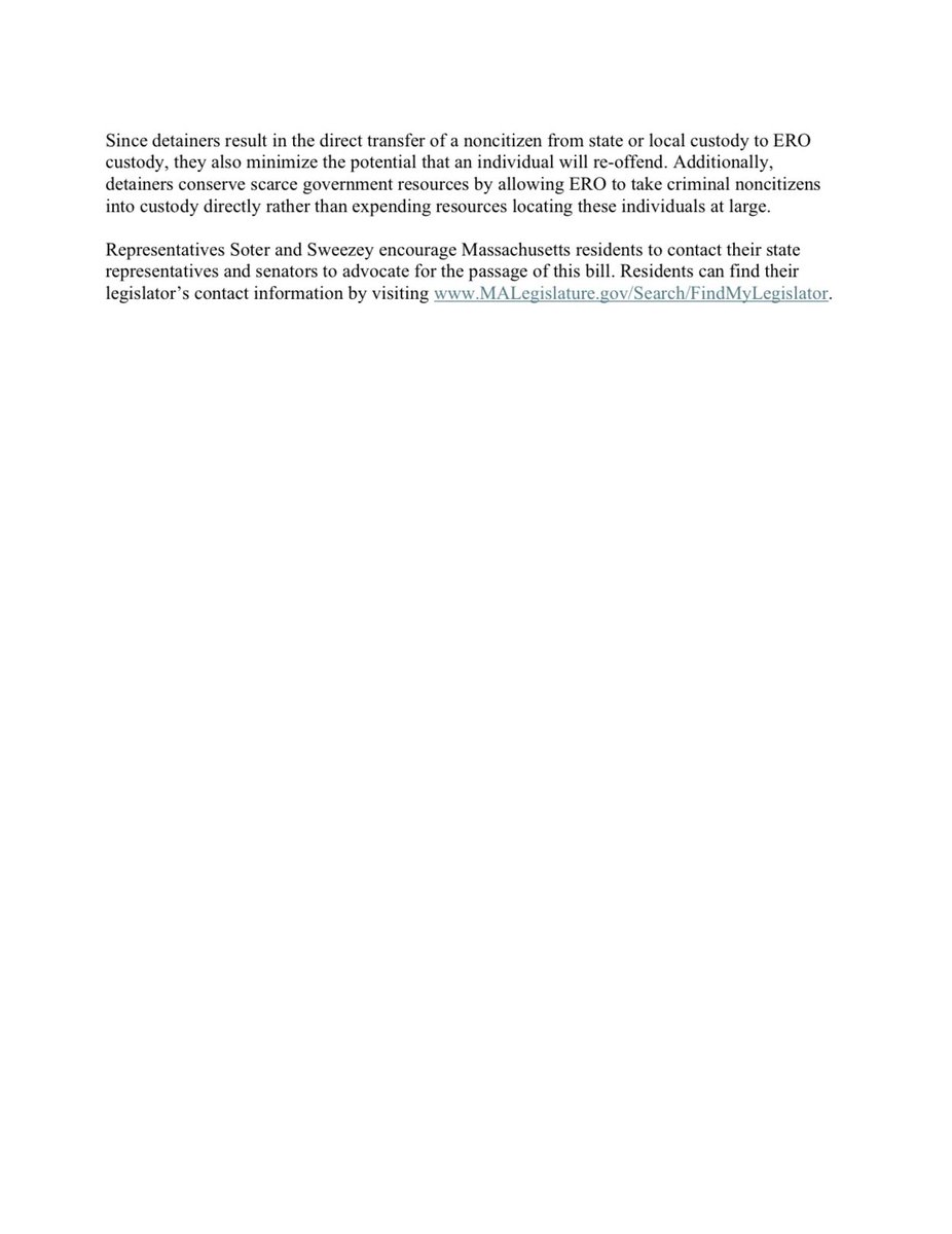 Rep. Mike Soter (@repsoter) on Twitter photo ICYMI: HD4221 Filed in MA Legislature to Empower Local and State Law Enforcement to Hold Dangerous Non-Citizens for ICE Intervention 🚨
<a href="/RepSweezey/">State Rep Ken Sweezey</a> <a href="/DurantForSenate/">State Senator Peter Durant</a> <a href="/SheriffLew/">Lew Evangelidis</a> <a href="/SheriffJoeMcD/">Sheriff Joe McDonald</a> #mapoli ICYMI: HD4221 Filed in MA Legislature to Empower Local and State Law Enforcement to Hold Dangerous Non-Citizens for ICE Intervention 🚨
<a href="/RepSweezey/">State Rep Ken Sweezey</a> <a href="/DurantForSenate/">State Senator Peter Durant</a> <a href="/SheriffLew/">Lew Evangelidis</a> <a href="/SheriffJoeMcD/">Sheriff Joe McDonald</a> #mapoli