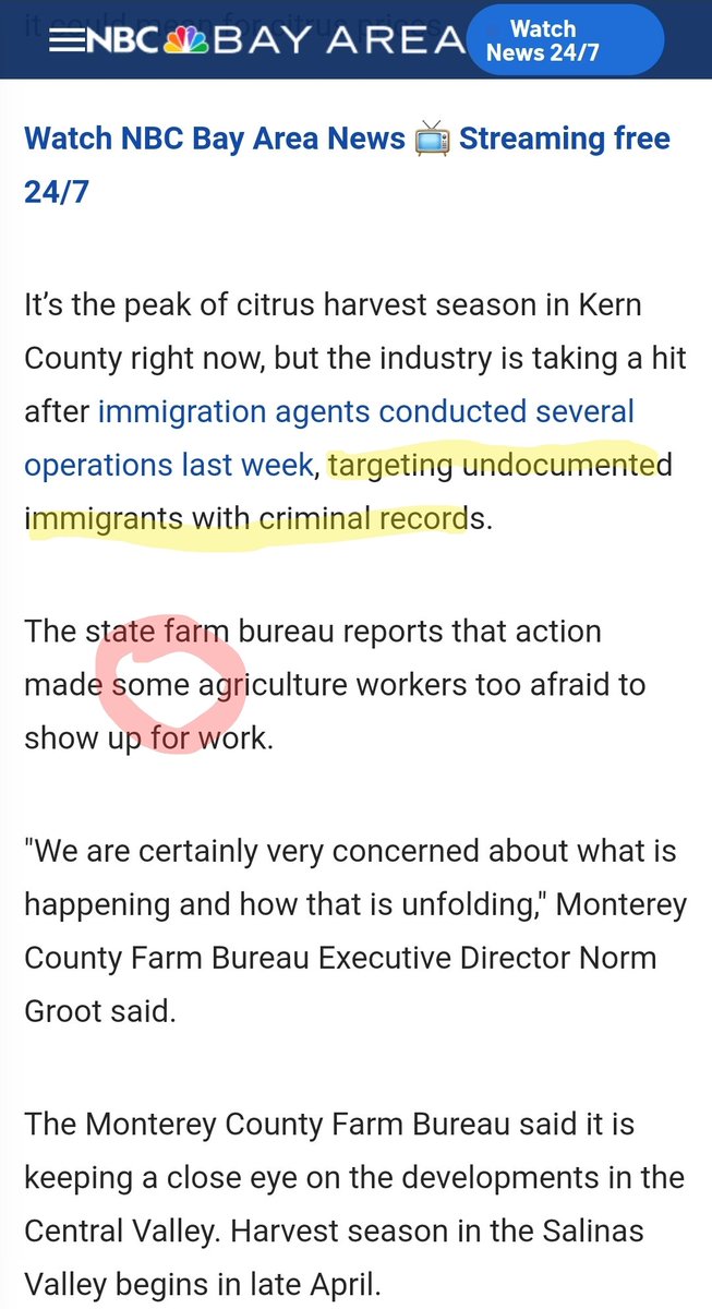HannibalHaml1n's tweet photo. you useful !#$% paid idiot, maybe you should take your own advice!  this article was written by a radical Marxist,  and it's all CONJECTURE.

all on the backs of LAWFUL decisions by Donald Trump to do what he said he would:  arrest illegal aliens with CRIMINAL records.  oh I'm so sad for the others who KNOW they are here illegally.  too bad, so what , we can lose an entire SEASON of citrus if that's what it takes to bring this all in line for all I care.  

perhaps those "some" who aren't showing up should be working with a seasonal work VISA , for which there are no caps.

PS define "some" and "could be" , you fool.

all fearmongering, all gaslighting.  and if anyone actually didn't show up, it's because of YOU IDIOTS and posts like this stoking the flames.  

YOU and your ilk are spreading lies about internment camps, rounding up kids, etc.  any truth to this story, is YOUR FAULT.