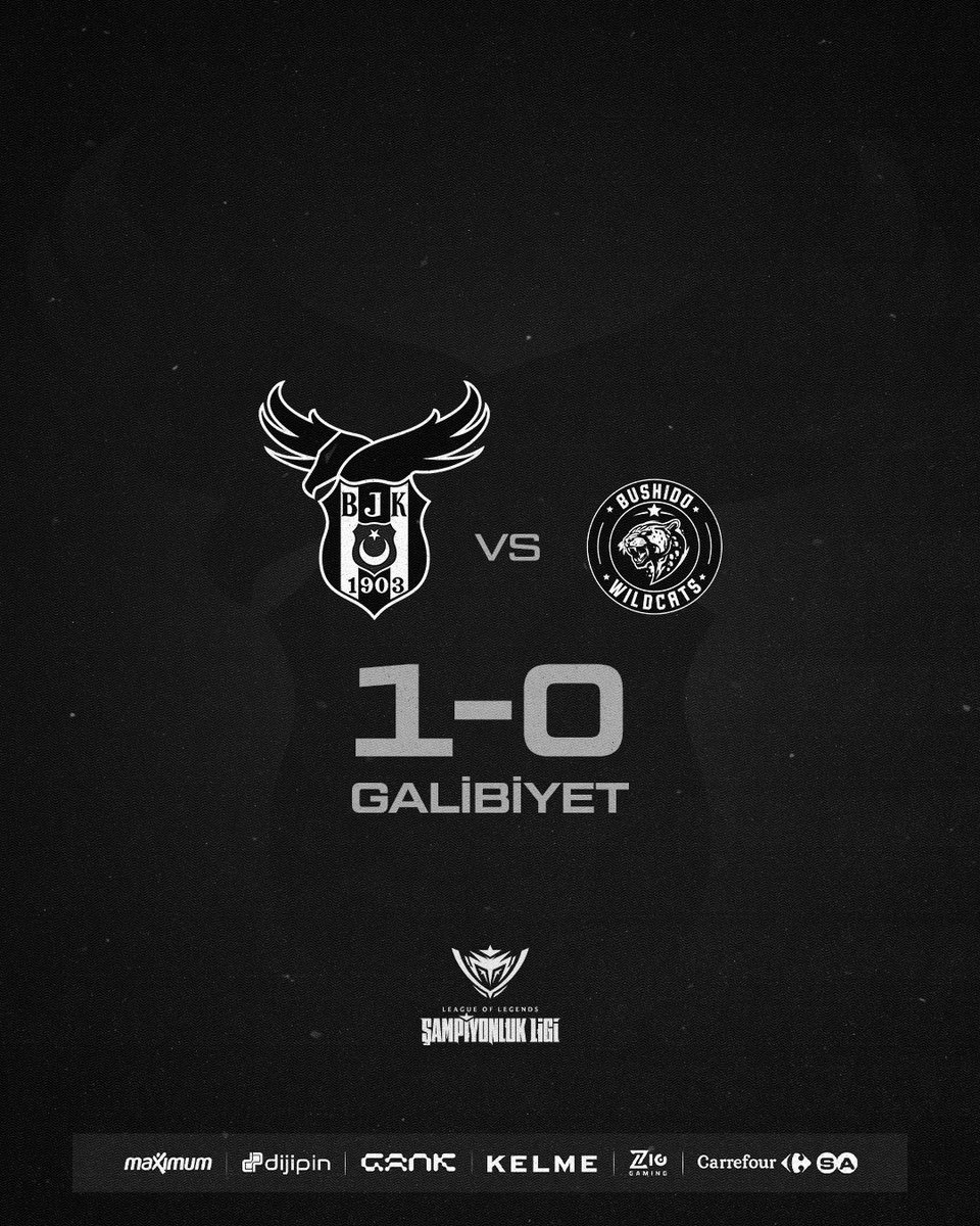 bjkesports's tweet photo. League of Legends 2025 Şampiyonluk Ligi Kış Mevsimi ikinci gün maçımızda Bushido Wildcats ekibine karşı vadiden galibiyetle ayrılıyoruz. https://t.co/QBGlqOaX14