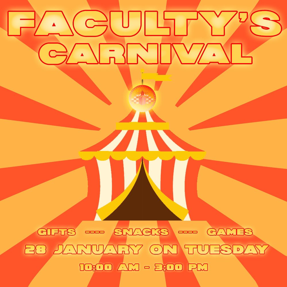 جاهز لأجواء التحدي والإثارة؟ 🤩
ودّك تستمتع وتجرّب ألعاب وأنشطة ممتعة؟ 🎭

بالتعاون مع نوادي الكلية، اللجنة الثقافية والاجتماعية بكلية الحاسبات تدعوكم لحضور مهرجان الكلية 🎪
استمتعوا بسناكات لذيذة، هدايا مميزة، وركن تصوير 📸

🔔 لا تفوّتوا الفرصة! 
الفعالية للجميع 🎉