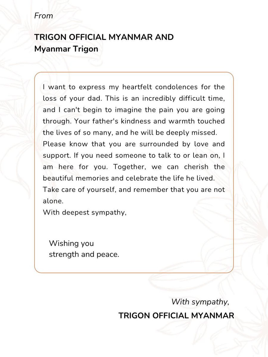 Condolence letter for our baby <a href="/perthppe/">PERTHPPE</a> 🖤

#PerthTanapon
#TrigonOfficialMyanmar