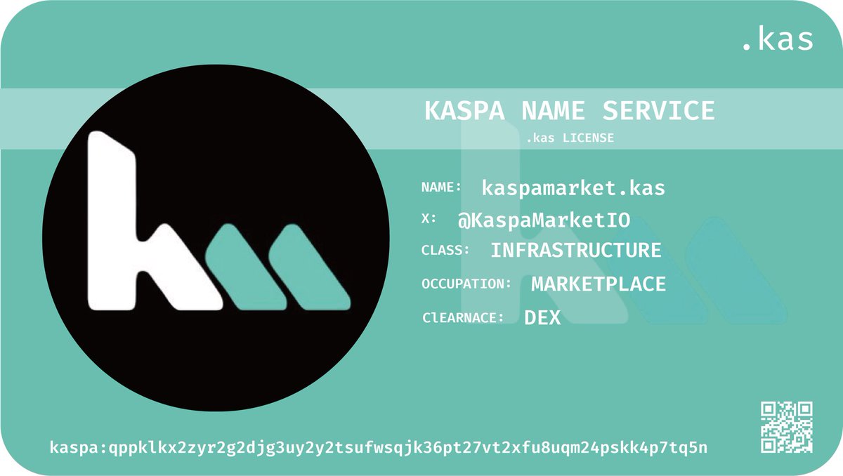 📢 Kaspa Market x KNS Giveaway!

A big shoutout to our friends at <a href="/knsdomain/">kns.kas</a> for building this incredible tech for the growing KRC20 community and pushing the boundaries of what’s possible in the ecosystem. 🎉

To celebrate, we’re giving away a 1 Numeric Domain (1222.kas), a key