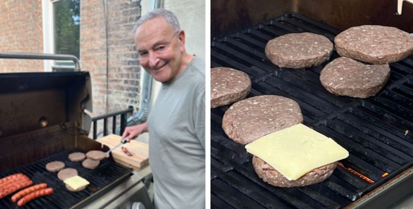 Gig_Digger's tweet photo. @megynkelly I'll never forget Chuckie Schumer teaching us how to grill by throwing cheese on raw hamburger.  He's good. https://t.co/ZPmBrhxHy9