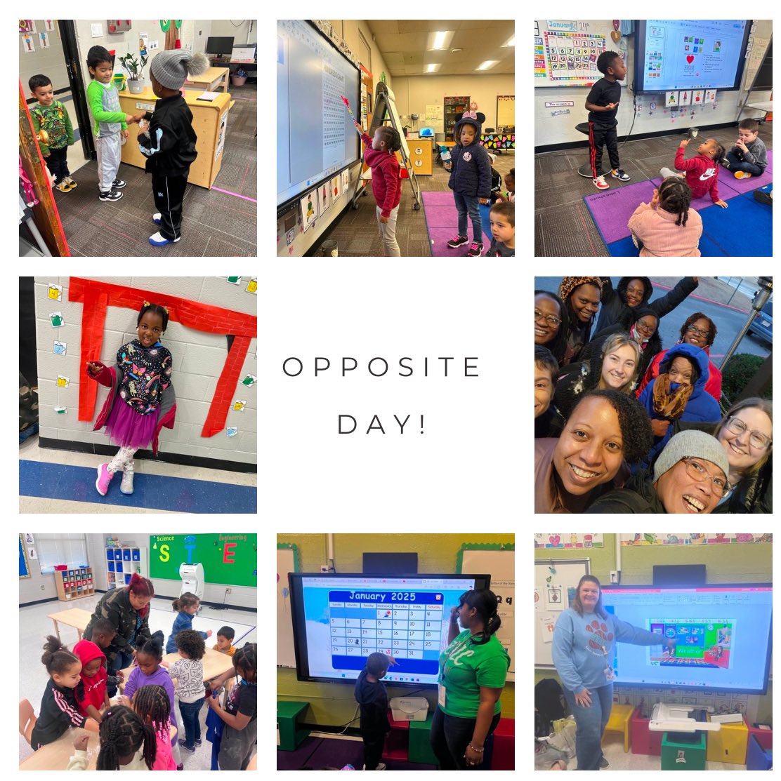 Fun times celebrating #OppositeDay! Paras and our Cubs were the teachers, backwards clothes, teachers doing morning duty, and other fun activities throughout the day! #bethelight #SCELC #earlylearning