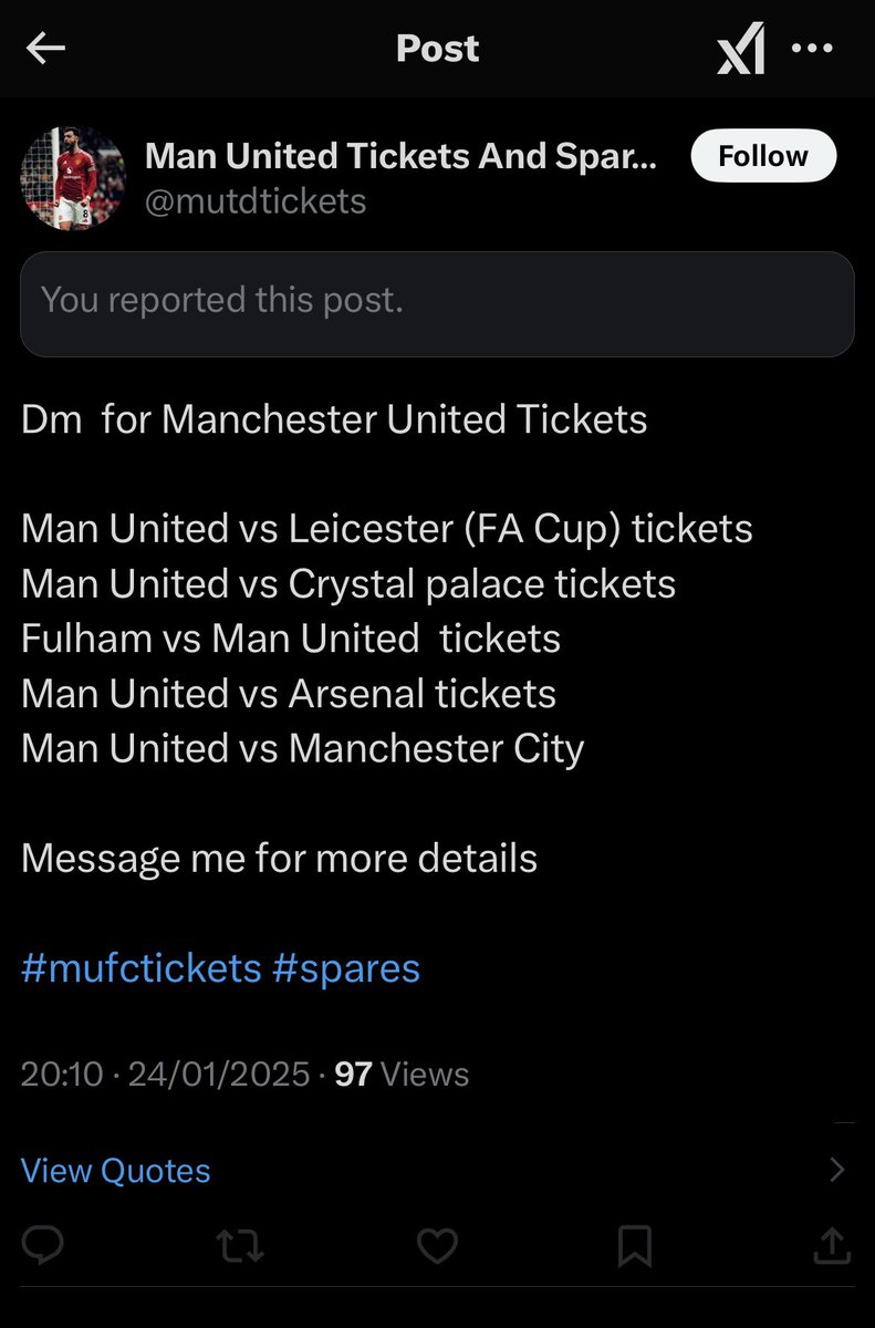 IHate41281's tweet photo. ⛔️⛔️⛔️ @mutdtickets IS A DIRTY LITTLE SCAMMING FUCKER REDS ⛔️⛔️⛔️

#spares #mufctickets #scammer https://t.co/Dafate3Rma