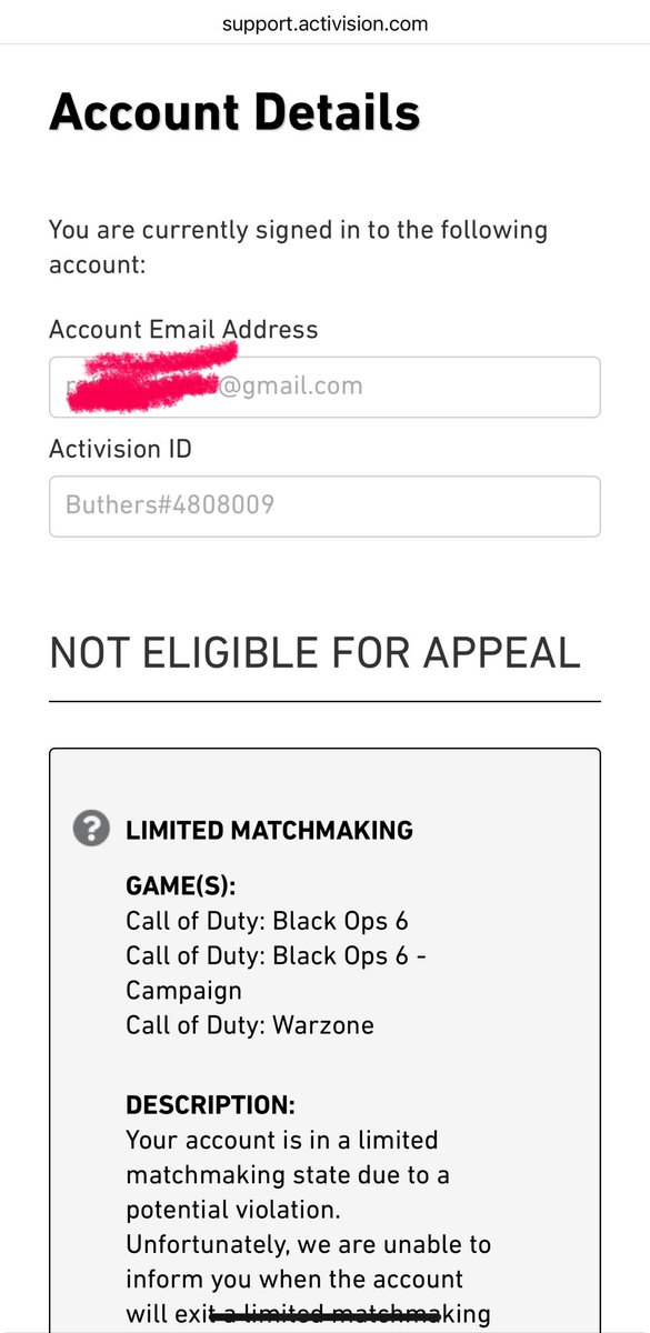 So now I can’t even play the BO6 campaign that I’ve PAID for? A week+ shadowbanned (countless times) being 100% legit. 

Looks like a easy suit  😉

<a href="/ATVIAssist/">Activision Support</a> <a href="/Activision/">Activision</a>