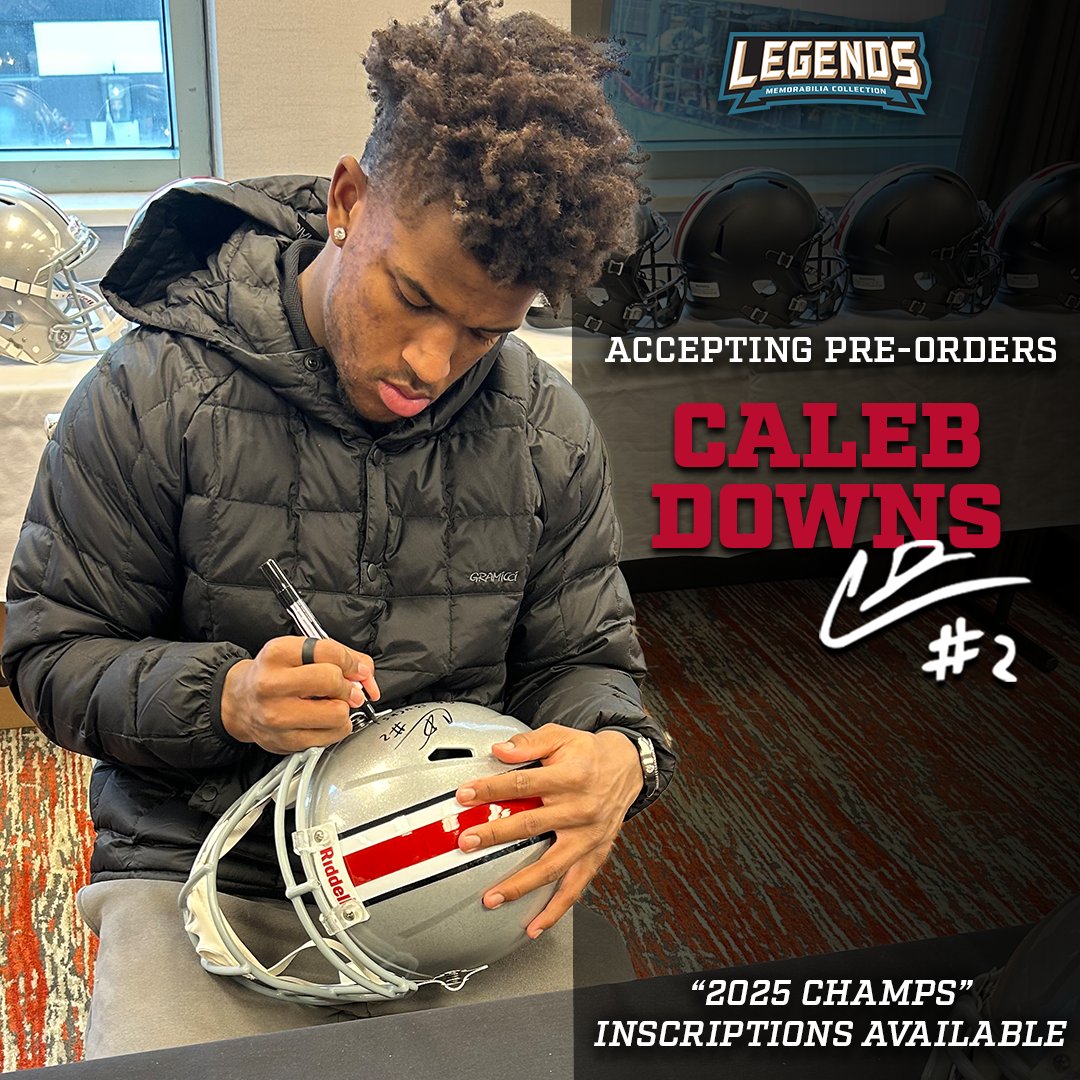 signedbylegends's tweet photo. We are accepting pre-orders for an upcoming signing with 2025 National Champion, Caleb Downs! Secure your "2025 Champs" autographed jersey today. 🏈🏆

Learn more: https://t.co/axZa5gJvgZ https://t.co/O3aaNiKaBe