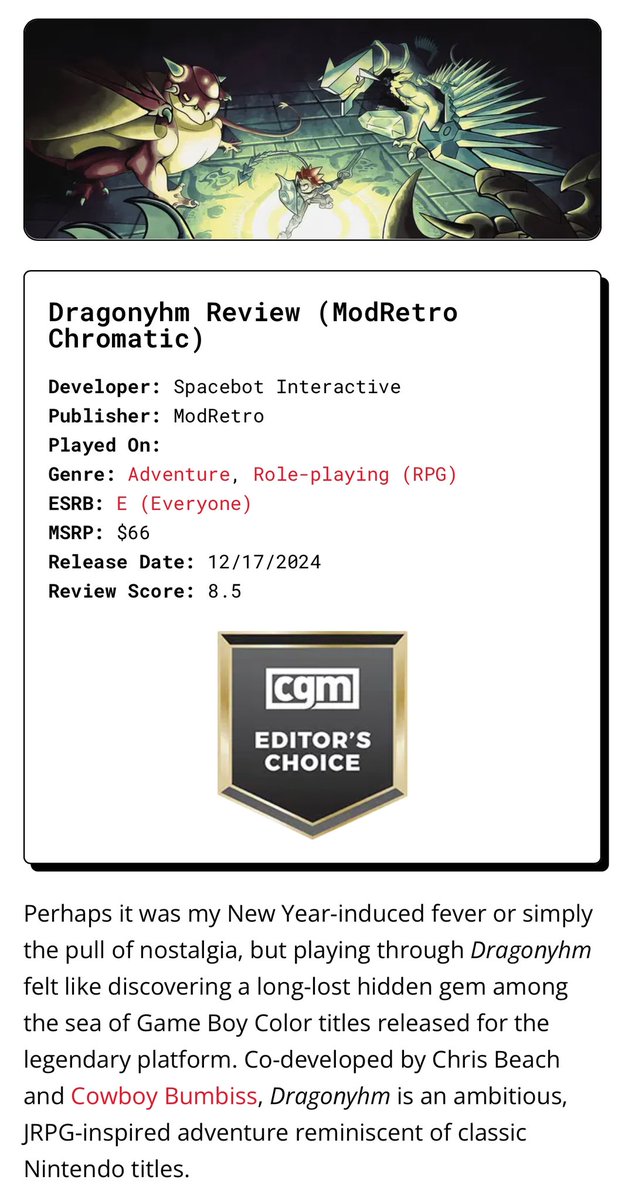 Thank you for the editors choice award <a href="/CGMagonline/">CGMagazine</a> ! Read the full review here: cgmagonline.com/review/game/dr…