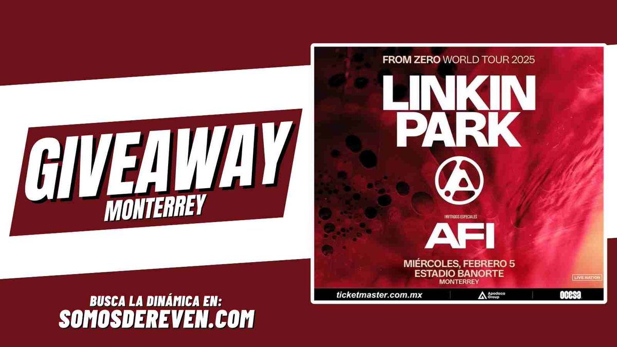 DeRevenMexico's tweet image. *** GIVEAWAY ALERT ***

Participa para ganar un ACCESO DOBLE para el concierto de LINKIN PARK y AFI el 5 de Febrero en Monterrey en el Estadio Banorte.