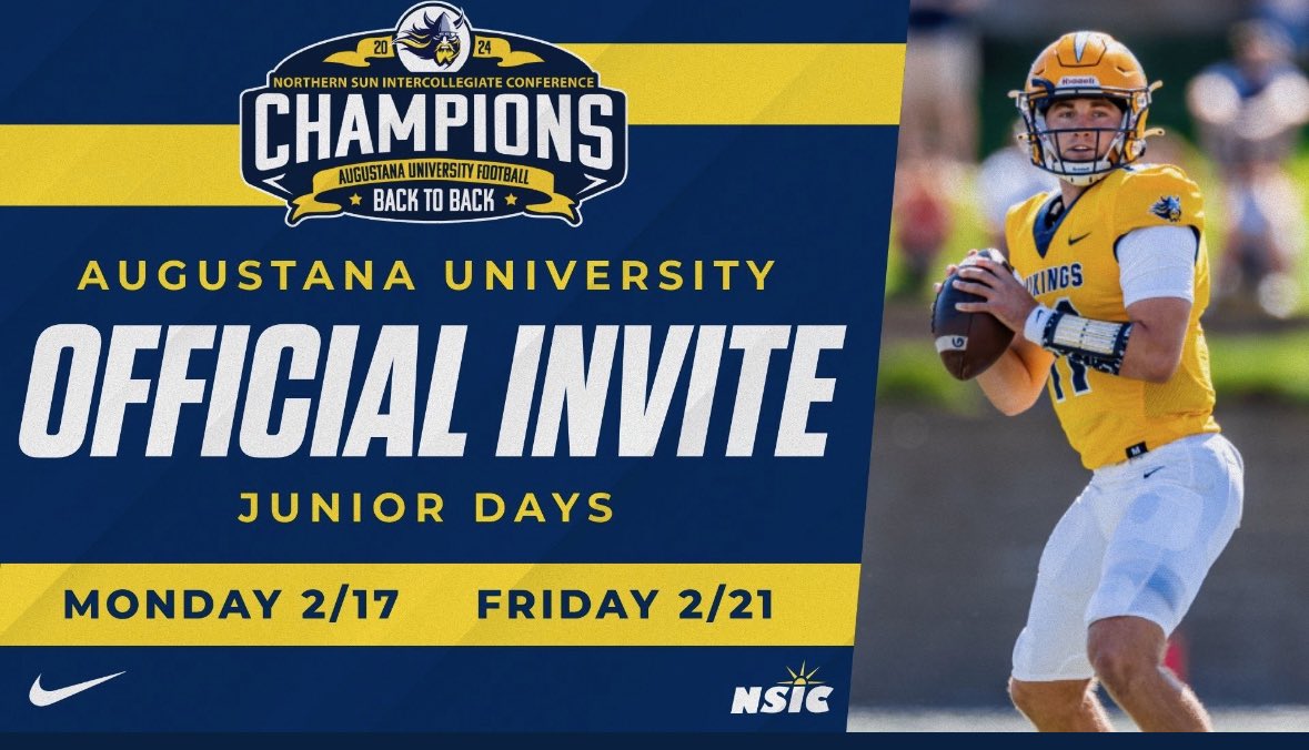 Thank you <a href="/CoachSipple/">Mark Sipple</a> and <a href="/AugieFB/">Augustana Football</a> for the official junior day invite