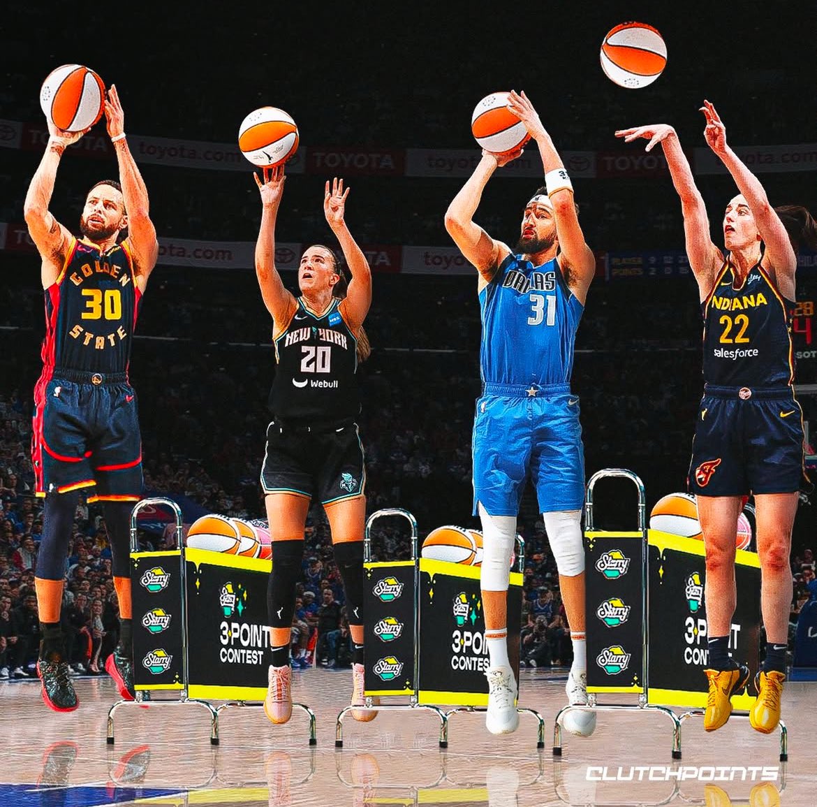 ClutchPoints's tweet photo. Steph Curry &amp; Sabrina Ionescu vs. Klay Thompson &amp; Caitlin Clark...

Which duo would take home the 3-point crown? 👀 https://t.co/gWNl8QJjll