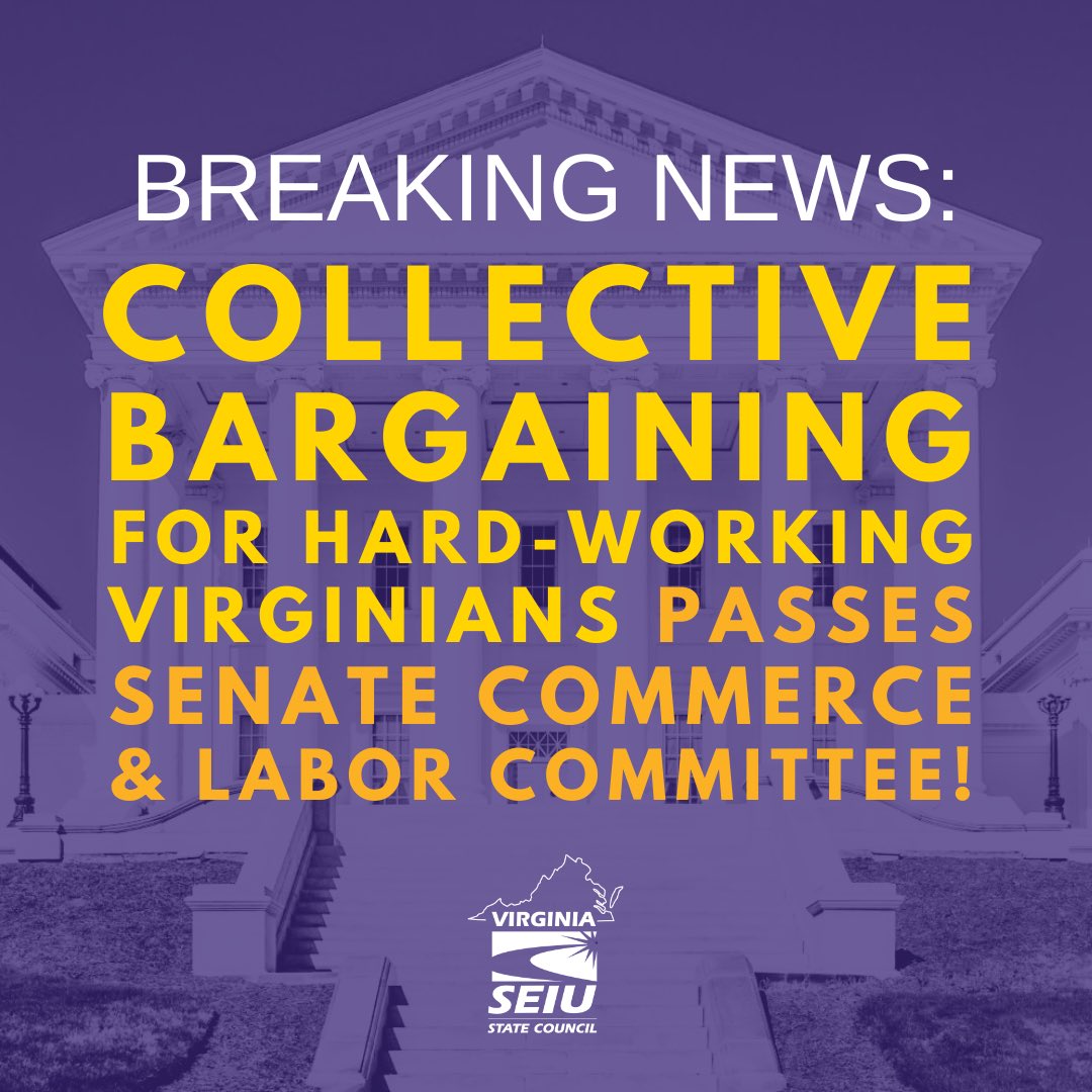 SEIU Virginia State Council (@seiu_virginia) on Twitter photo VICTORY: Senate Commerce and Labor advances bills to ensure the freedom to collectively bargain for hard-working Virginians!
Thank you <a href="/ssurovell/">Senator Scott Surovell - ssurovell.bsky.social</a> <a href="/SenLouiseLucas/">L. Louise Lucas</a> <a href="/SenatorLocke/">Mamie Locke</a> <a href="/JCarrollFoy/">Sen. Jennifer Carroll Foy</a> and <a href="/JenniferBoysko/">Senator Jennifer Boysko</a> for fighting for good union jobs for all! VICTORY: Senate Commerce and Labor advances bills to ensure the freedom to collectively bargain for hard-working Virginians!
Thank you <a href="/ssurovell/">Senator Scott Surovell - ssurovell.bsky.social</a> <a href="/SenLouiseLucas/">L. Louise Lucas</a> <a href="/SenatorLocke/">Mamie Locke</a> <a href="/JCarrollFoy/">Sen. Jennifer Carroll Foy</a> and <a href="/JenniferBoysko/">Senator Jennifer Boysko</a> for fighting for good union jobs for all!