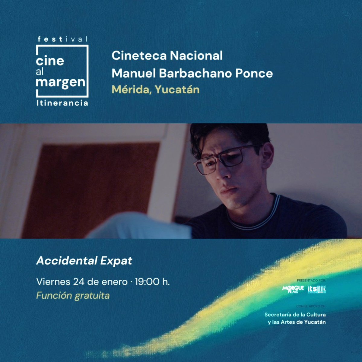 ArturoTay's tweet photo. 📰 Today 7 pm - don't miss our film @AccidExpatFilm in Merida, Yucatan. México. &amp; on saturday february first 4 pm; we have a date on Centro Cultural Quinta Grijalva, Villahermosa, Tabasco.
Thank you @cinealmargen for helping us reach a larger audience. 🎞

https://t.co/DNbK6ZiGei https://t.co/3GoCjB9Oiw