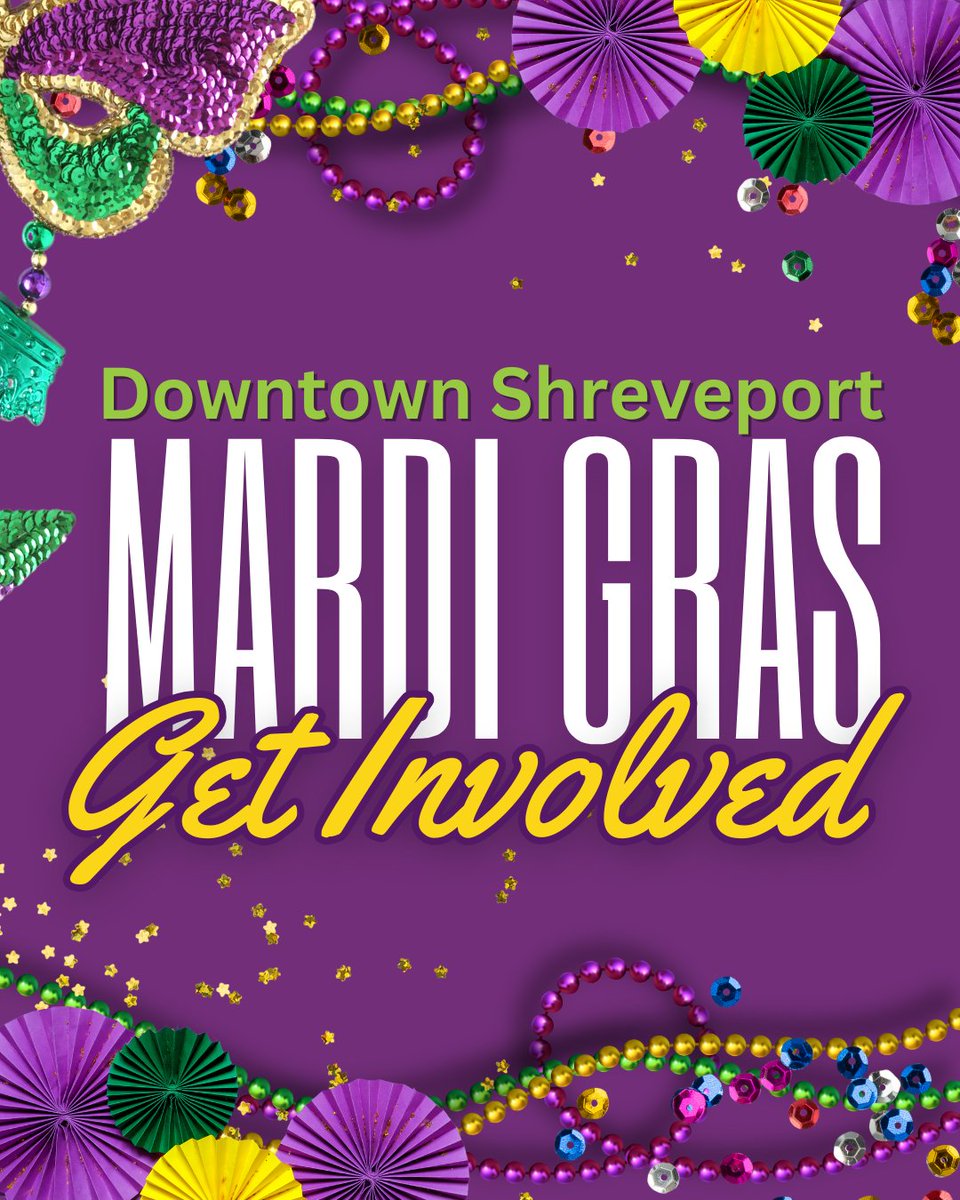 CoolDowntown's tweet photo. 📣Downtown Shreveport: Mardi Gras Fun, Art, and Something New! Read all about it and more in this weeks newsletter:  https://t.co/iCS0MTEI8Z https://t.co/T7Em1yg1IR