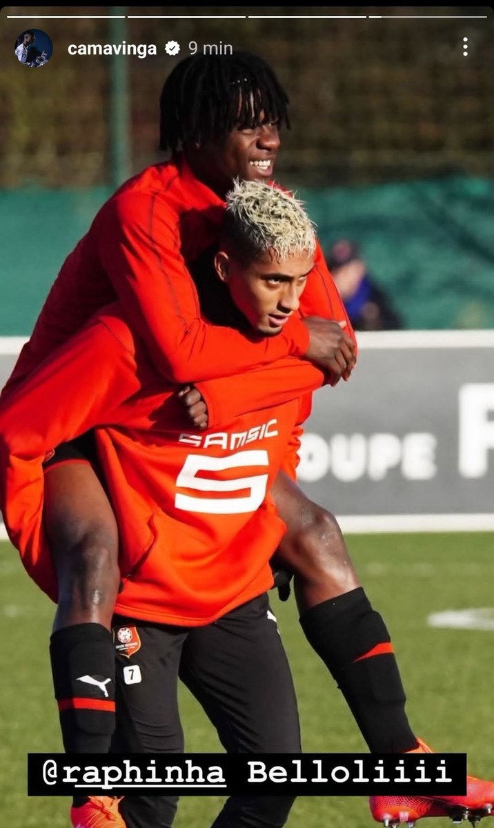 _BeFootball's tweet photo. Camavinga 🇫🇷 qui se remémore ses années rennaises avec Raphinha 🇧🇷 sur Instagram. 🥰❤️🖤 https://t.co/0wPQwloMD8