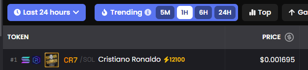 CR7_SOLOfficial's tweet photo. $CR7 top 1 Dexscreener.
Reminder: https://t.co/BkJzoGwX5p
CA: CR7ux8AY8a6pJD9ekLDPi19u2ujFNSvBFgUh36sBJU2W
#Ronaldo https://t.co/ZY74Io1OoW