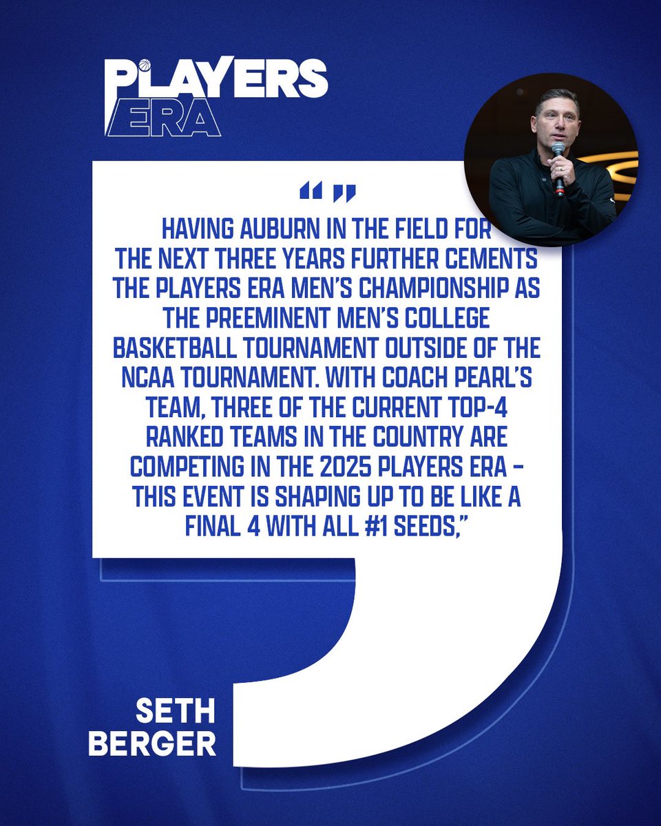 Players_Era's tweet photo. ANNOUNCEMENT: Auburn University will participate in the 2025 Players Era Men’s Championship ‼️🔒The nation’s #1 joins the best field in college basketball not named the NCAA tournament. Welcome to Players Era 2025!
#PlayersEraChampionship #EveryGameMatters #WitnessHistory https://t.co/4ueOIA7SE0