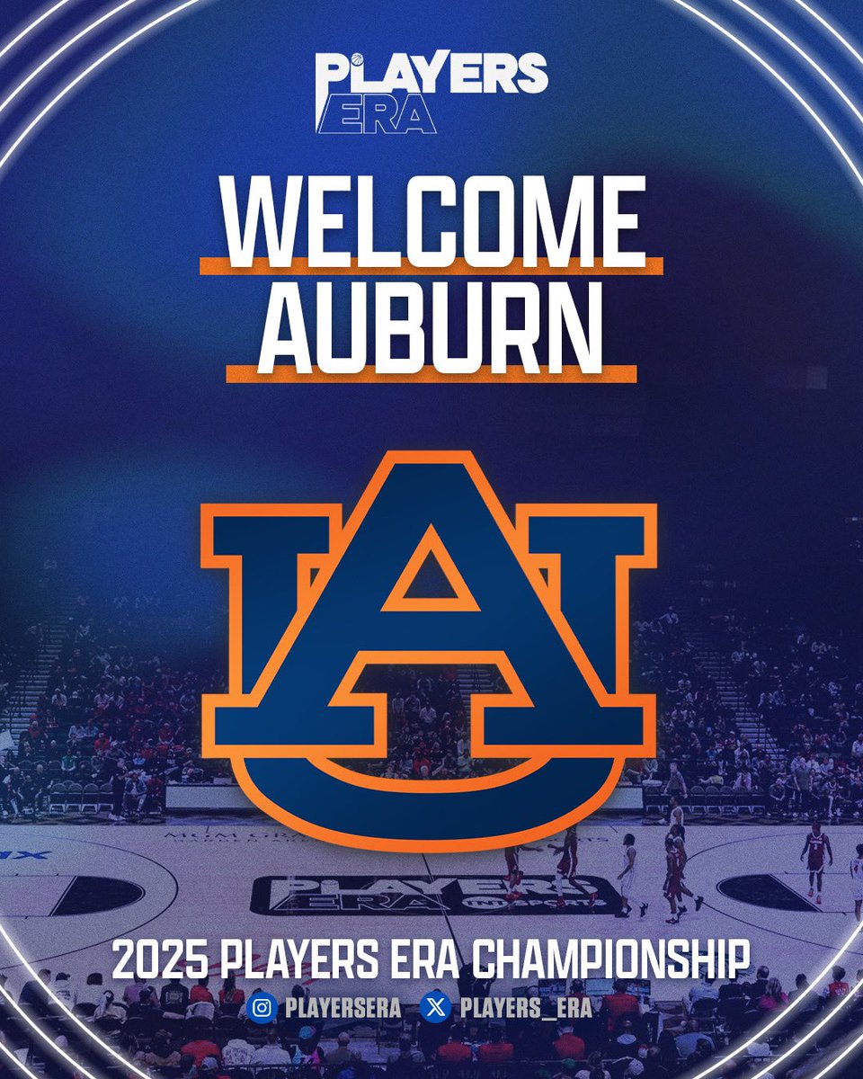 Players_Era's tweet photo. ANNOUNCEMENT: Auburn University will participate in the 2025 Players Era Men’s Championship ‼️🔒The nation’s #1 joins the best field in college basketball not named the NCAA tournament. Welcome to Players Era 2025!
#PlayersEraChampionship #EveryGameMatters #WitnessHistory https://t.co/4ueOIA7SE0